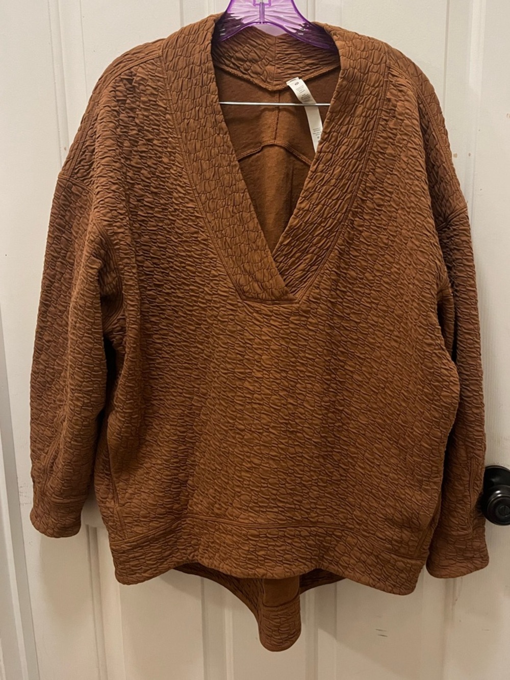 🍋 EUC Lululemon Rippled V-Neck Pullover - Copper Brown - Sz 8